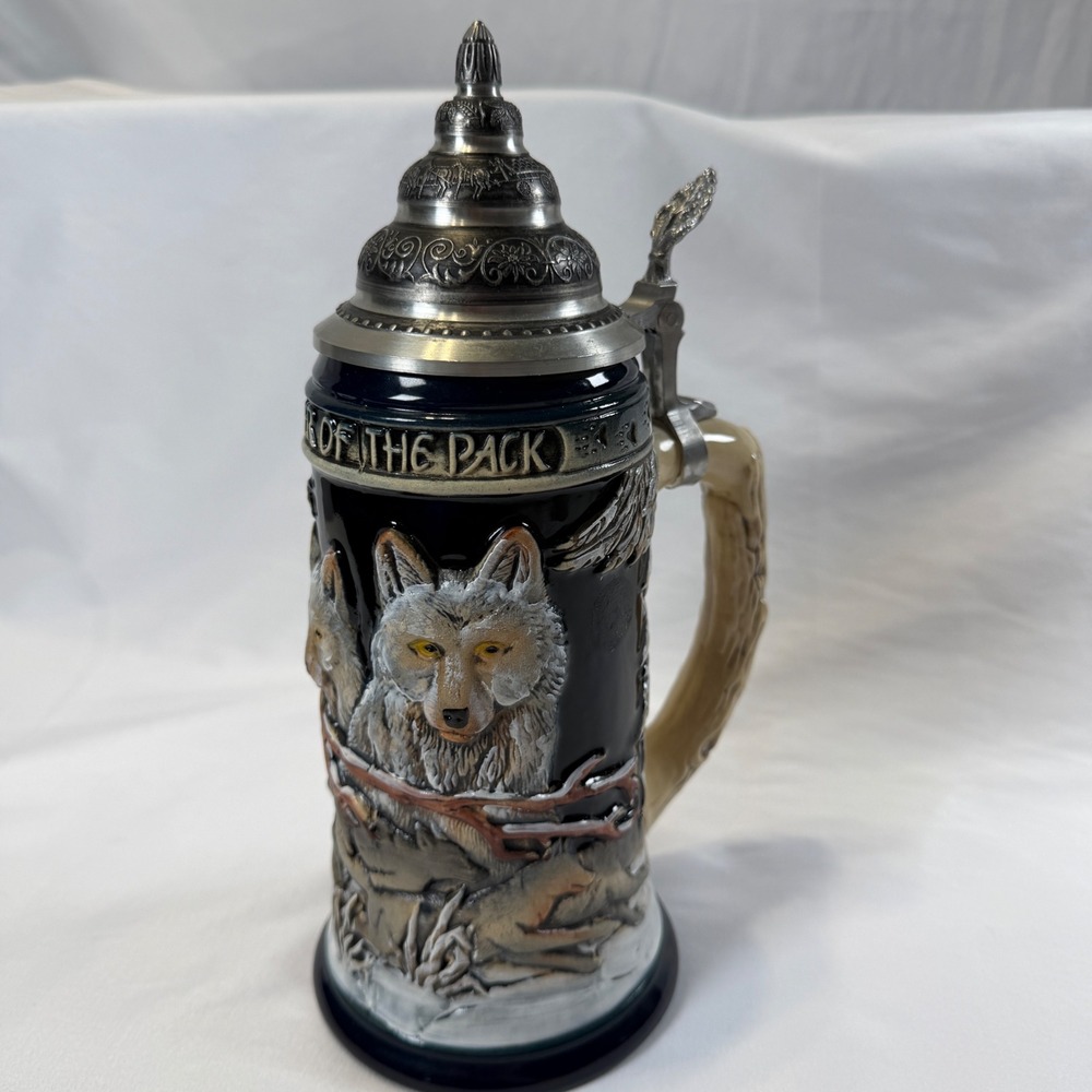 Disney Jody Bergsma Wolf Beer Stein Limited Edition Blue Pewter Lid Germany OS